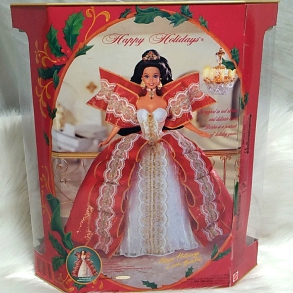 SALE! NIB Mattel Vintage 1997 Happy Holidays Barbie Collectors Item W/Stand - Picture 9 of 15